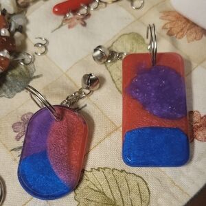 Vibrant Bisexual Resin Keychain with Bold Colors And Bell Purse Charm Key Chain